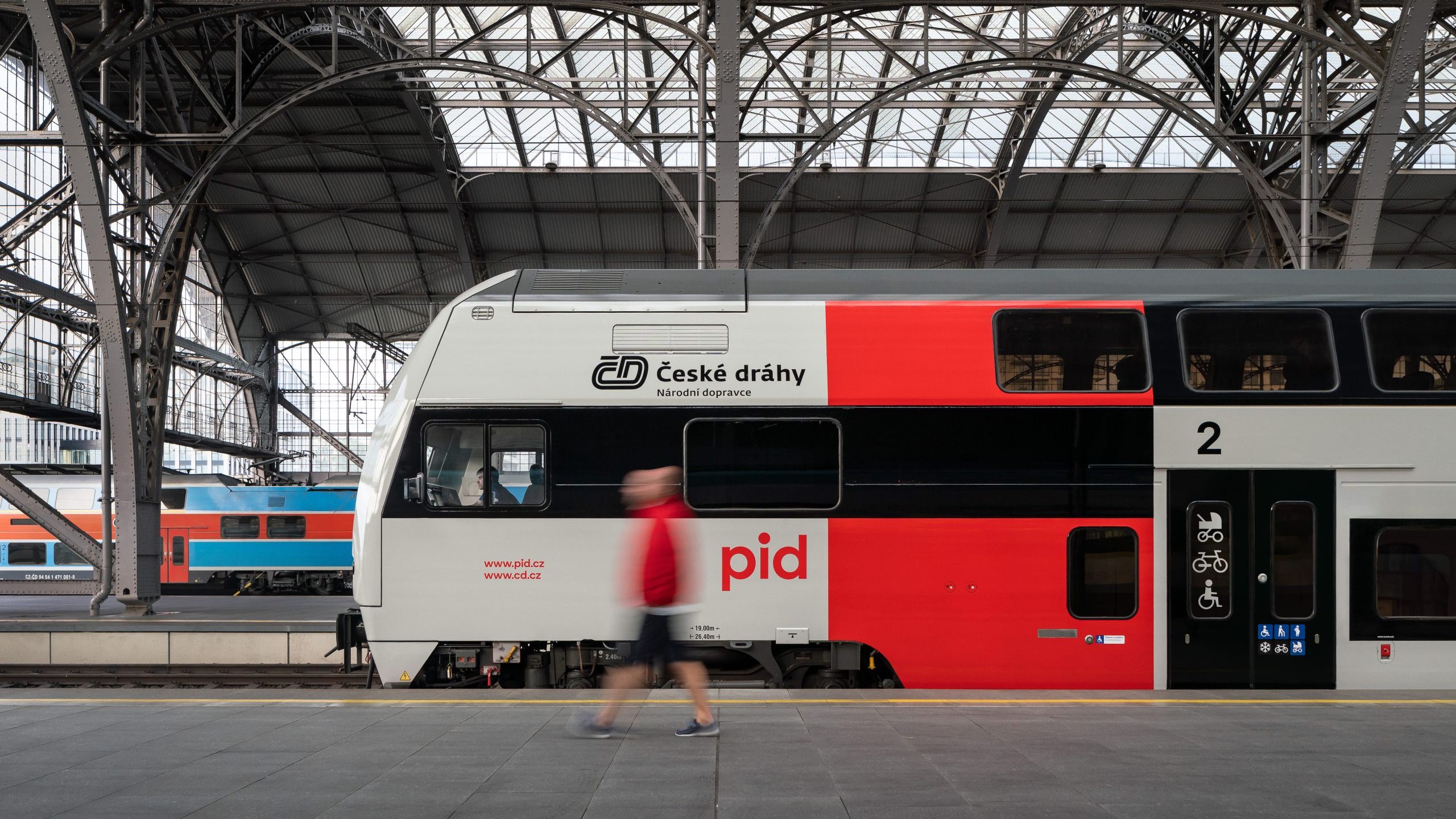 Train arriving in Prague